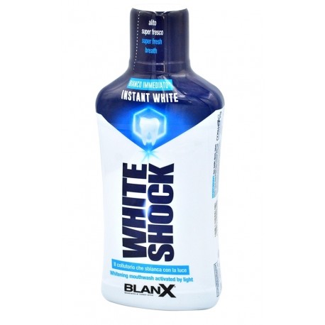 BLANX White Shock Płukanka 500ml - Wybielający płyn do higieny jamy ustnej aktywowany światłem